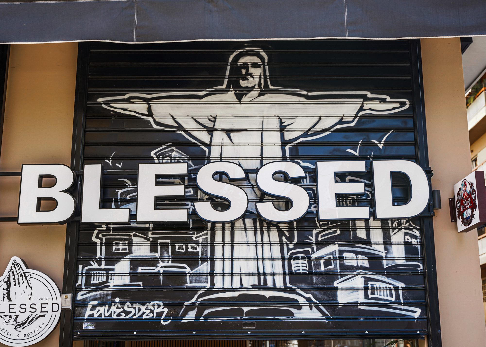 The painted shutter of Blessed in Patisia